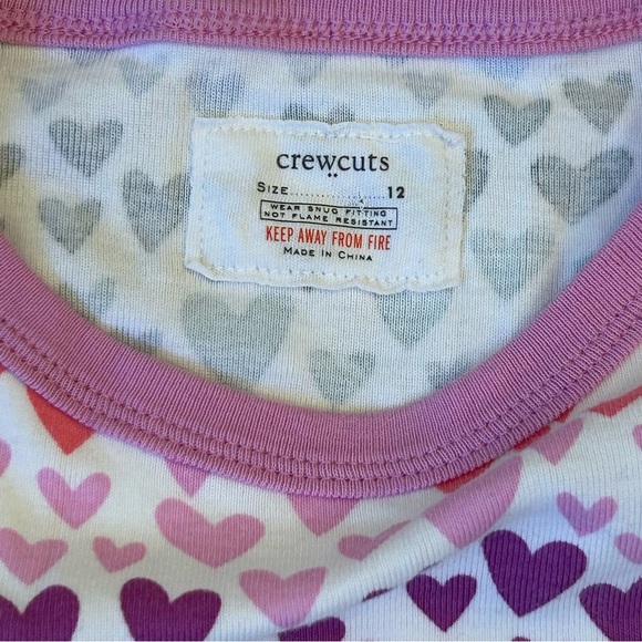 Crewcuts by J. Crew Multicolor Heart Kids Girls Pajama Snug Set Size 12 - Picture 2 of 3